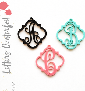 Acrylic Monograms Keychain Letters Quatrefoil