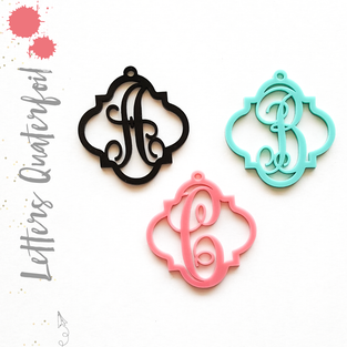 Acrylic Monograms Keychain Letters Quatrefoil