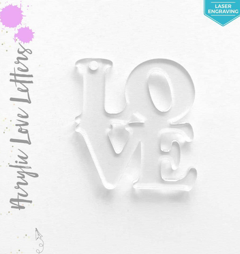 Laser Engraving Acrylic Keychains LOVE Letters