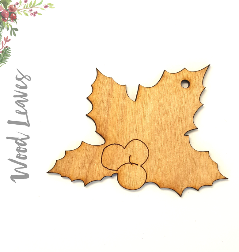 Wood Christmas Ornaments Leaves (Package.Price)