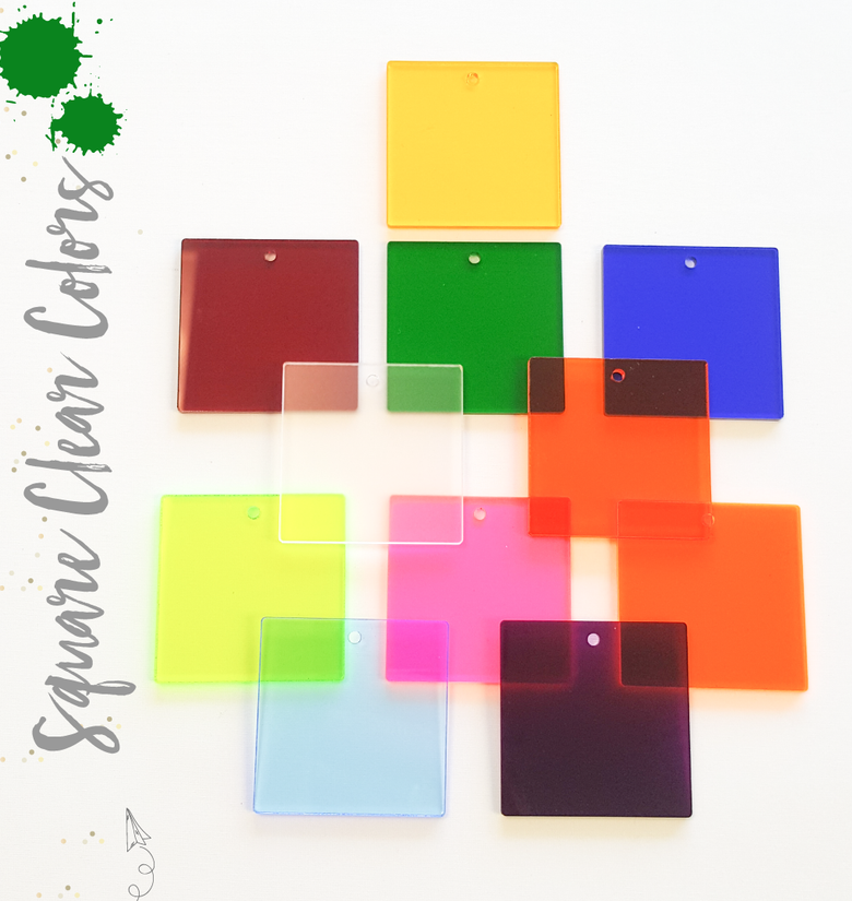 Acrylic Square Translucent Colors With hole (Package.Price)