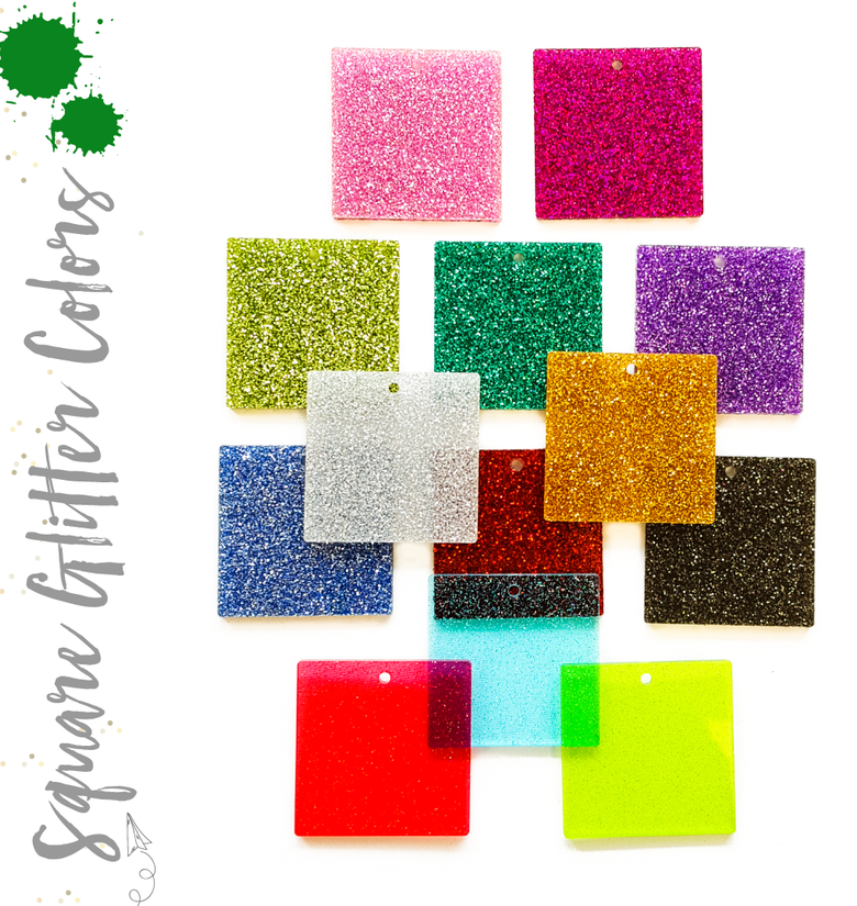 Acrylic Square Glitter With hole (Package.Price)