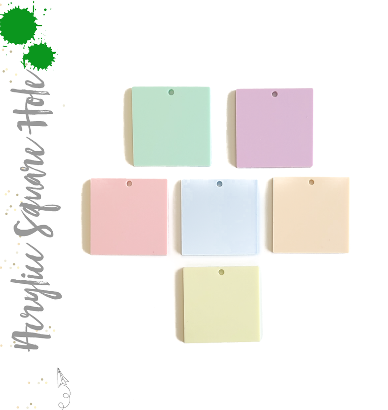 ***NEW ***Acrylic Square Pastel With Hole (Package.Price)