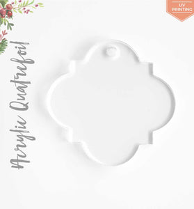 UV Printing Acrylic Christmas Ornaments Quatrefoil
