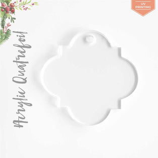 UV Printing Acrylic Christmas Ornaments Quatrefoil