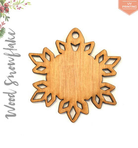 UV Printing Wood Christmas Ornaments Snowflake