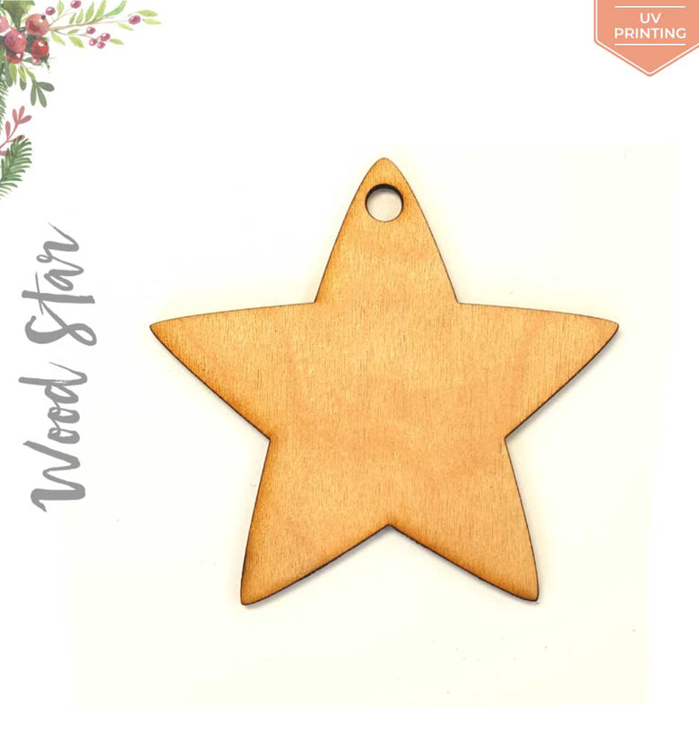 UV Printing Wood Christmas Ornaments Star