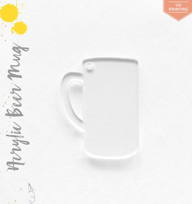 UV Printing Acrylic Keychains Beer Mug