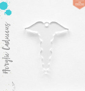 UV Printing Acrylic Keychains Caduceus Symbol