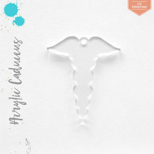 UV Printing Acrylic Keychains Caduceus Symbol