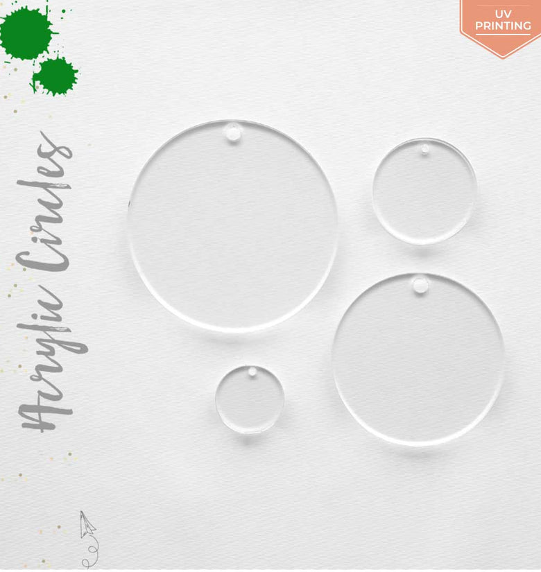 UV Printing Acrylic Circles Clear With Hole (Package.Price)