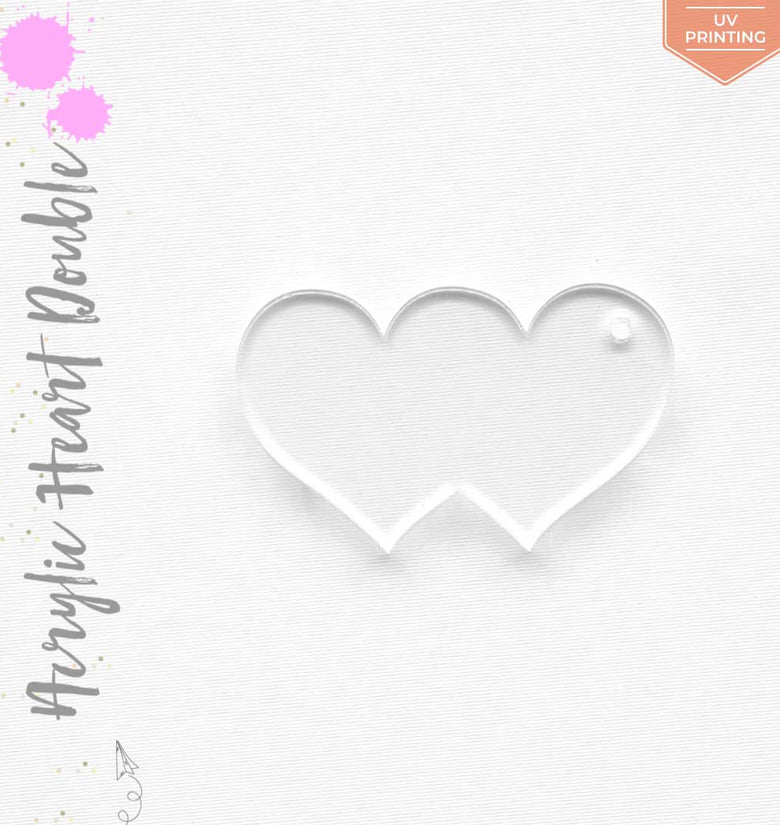 UV Printing Acrylic Keychains Heart Double
