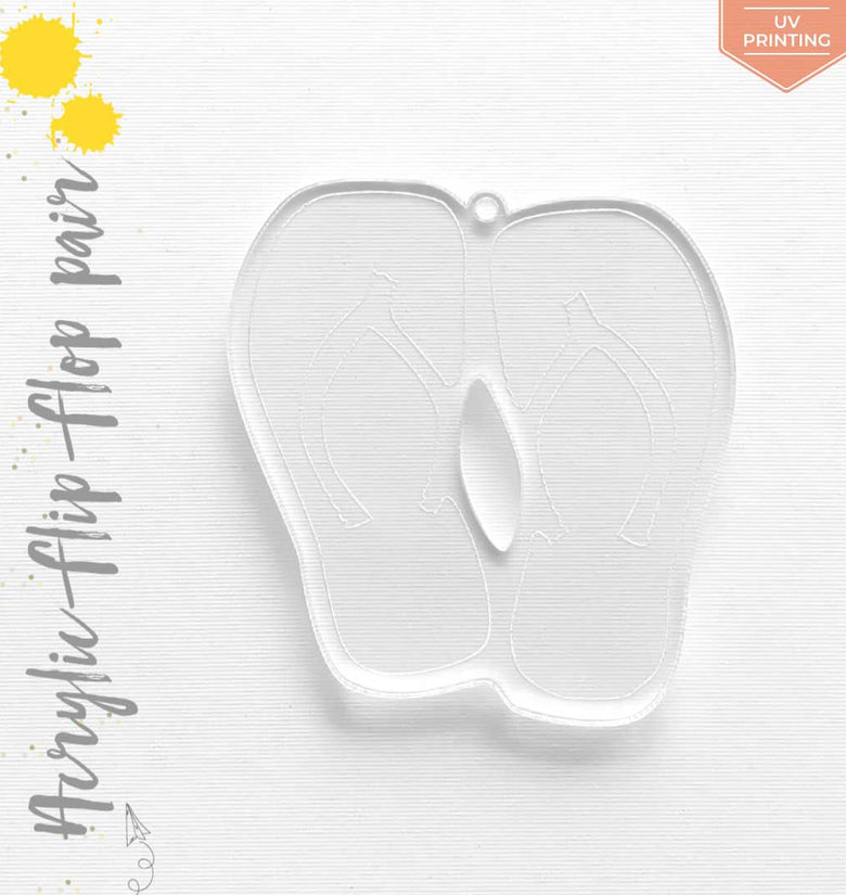 UV Printing Acrylic Keychains Flip Flop Pair