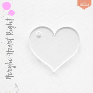 UV Printing Acrylic Keychains Heart Right Hole