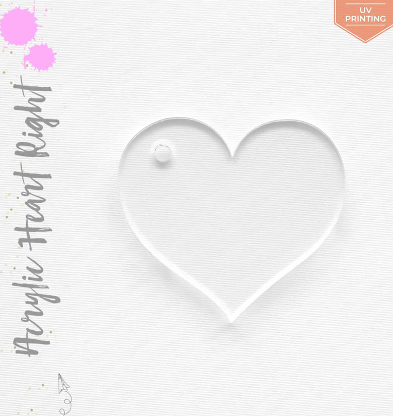 UV Printing Acrylic Keychains Heart Right Hole