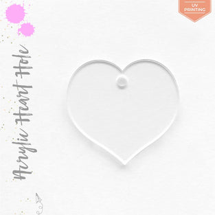 UV Printing Acrylic Keychains Heart Center Hole