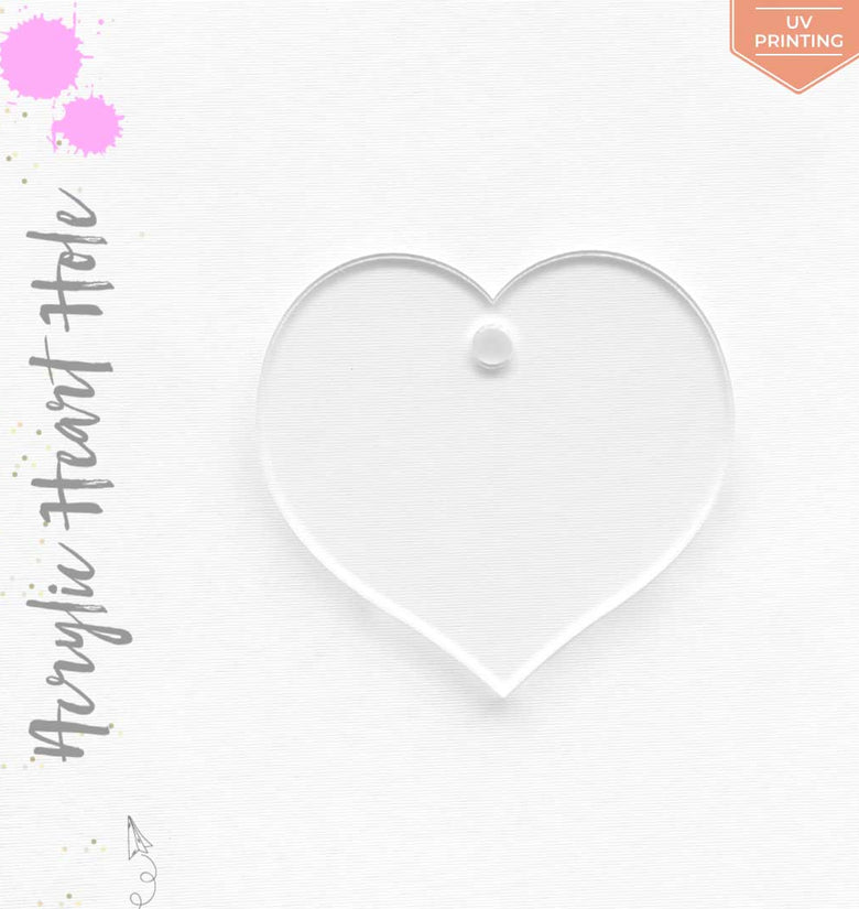 UV Printing Acrylic Keychains Heart Center Hole