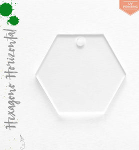 UV Printing Acrylic Keychains Horizontal Hexagon