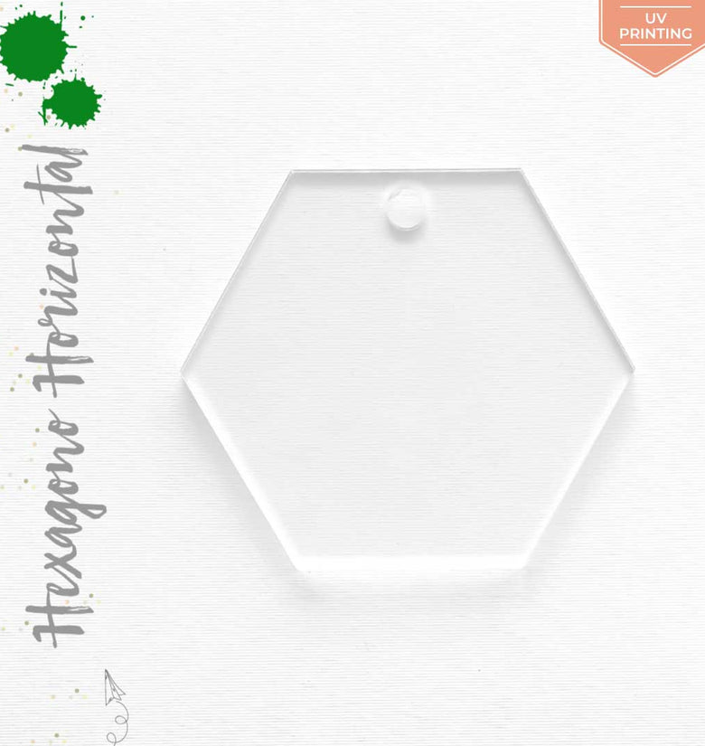 UV Printing Acrylic Keychains Horizontal Hexagon