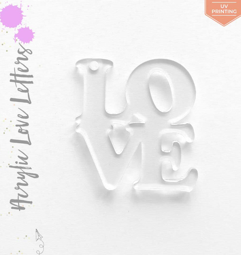 UV Printing Acrylic Keychains LOVE Letters