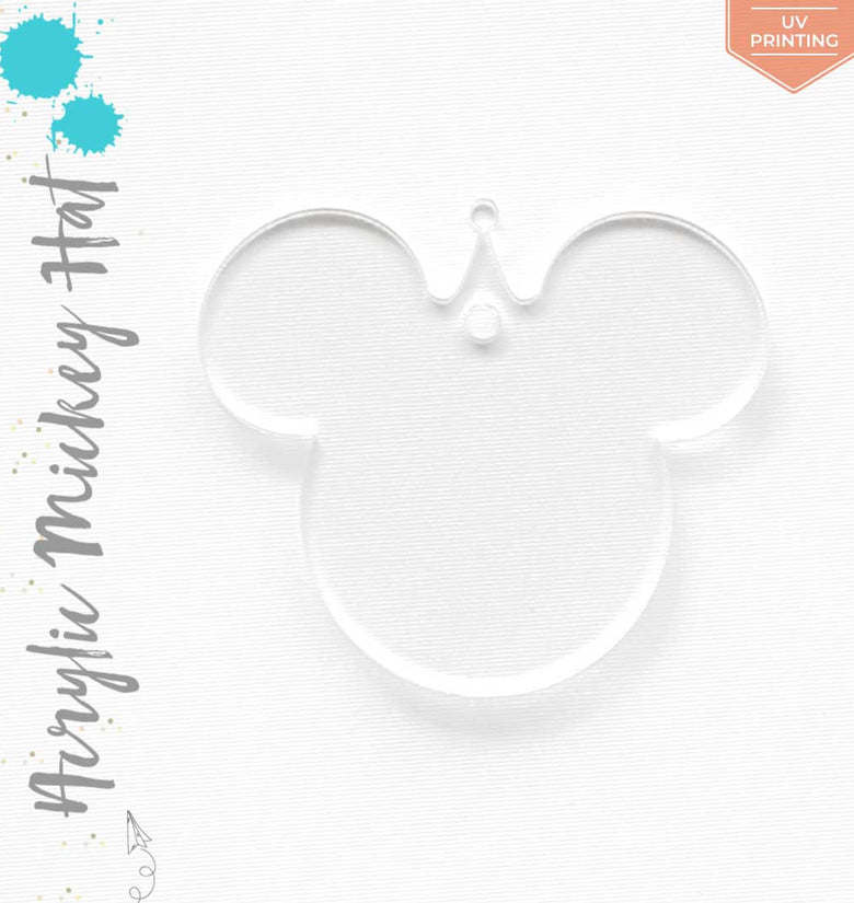 UV Printing Acrylic Keychains Mouse Head with Hat