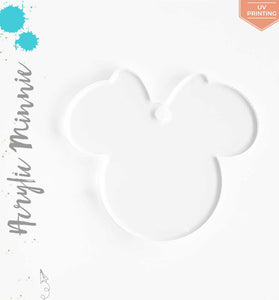 UV Printing Acrylic Keychains Mouse Head with Ribbon