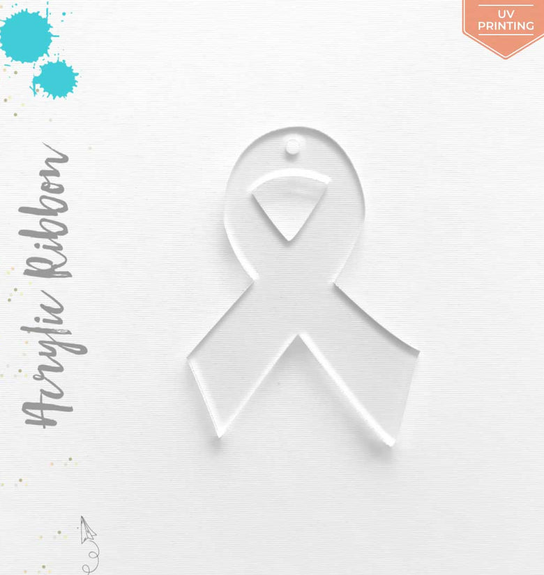 UV Printing Acrylic Keychains Ribbon Symbol