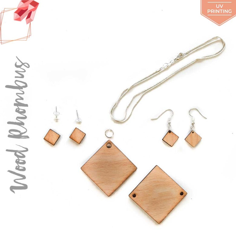 UV Printing Wood Jewelry Rhombus (Package.Price)