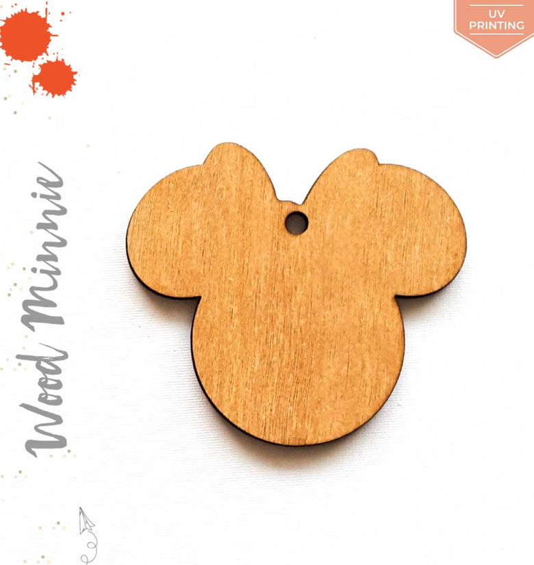 UV Printing Wood Keychain Mouse Head with Ribbon (Package.Price)