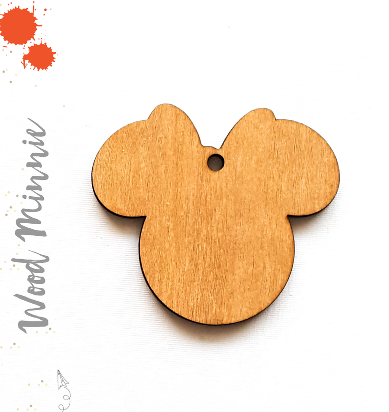 Wood Keychain Mouse Head with Ribbon (Package.Price)