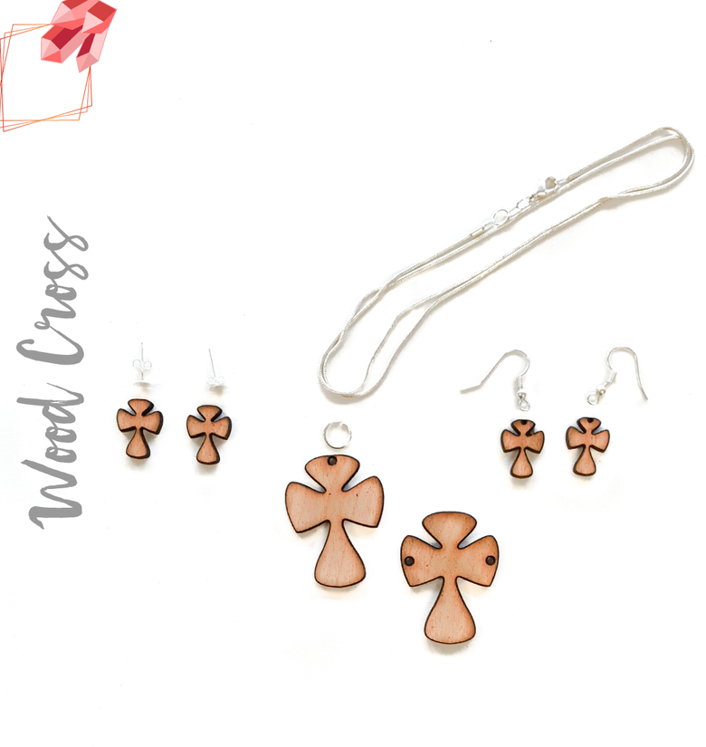 Wood Jewelry Cross Rounded (Package.Price)
