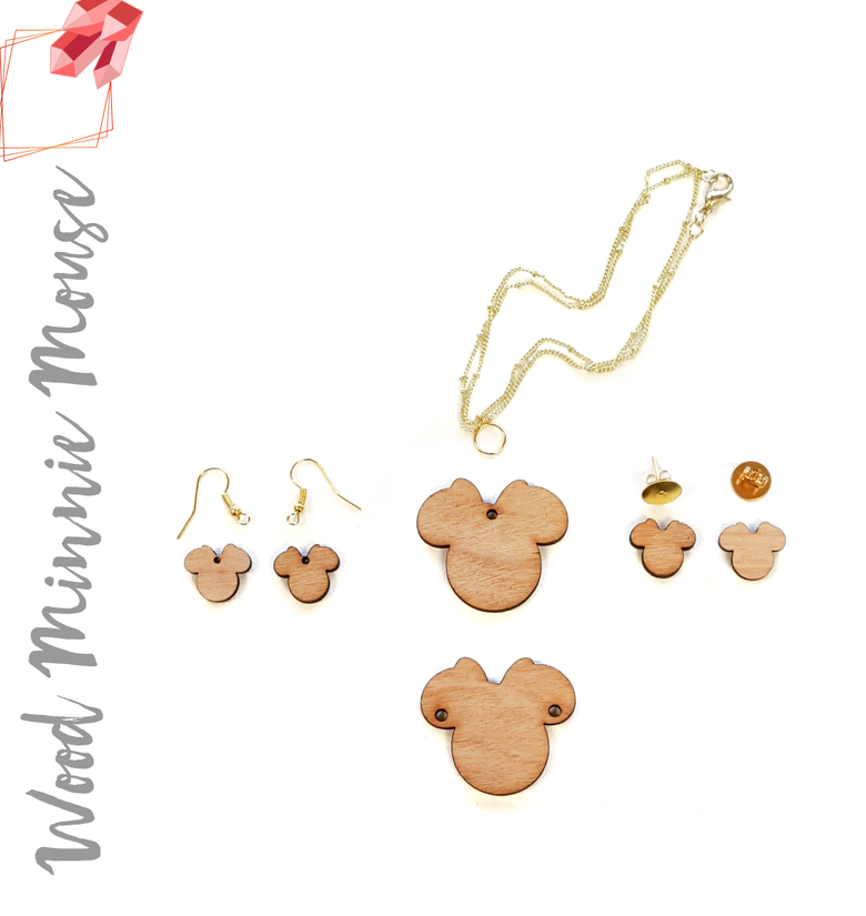 Wood Jewelry Mouse Head with Ribbon (Package.Price)