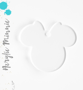 Acrylic Keychains Mouse Head with Ribbon