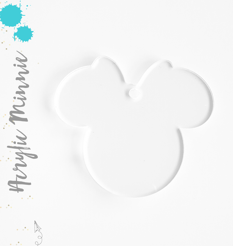 Acrylic Keychains Mouse Head with Ribbon